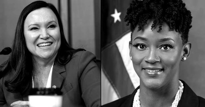 Side-by-side photos of Ashley Moody and Angie Nixon